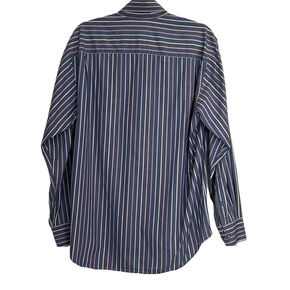 Robert Talbott Button Down Collared Shirt Blue Stripe Long Sleeve Medium - Picture 2 of 9
